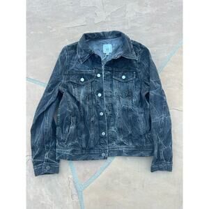NWT AG Adriano Goldschmied Mya Black Stone Washed Jean Jacket Size XL BZ